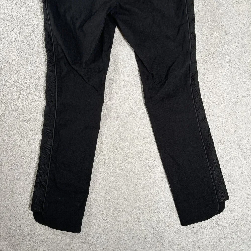 Zac Zac‎ Posen Pants Women's Size 8 Black Straight Leg Lace Sides Goth